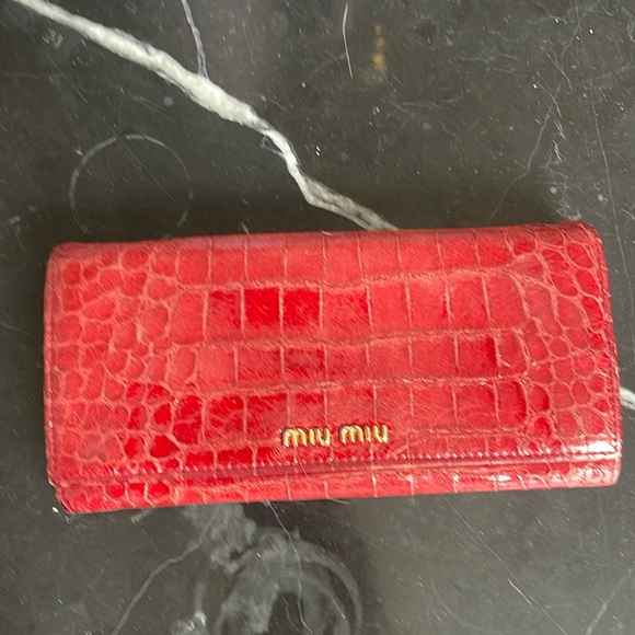 Miu Miu Handbags - Authentic Miu Miu red crocodile and leather wallet